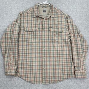 Columbia Shirt Mens Extra Large Tan Plaid Button Up Omni Dry Vented Outdoor